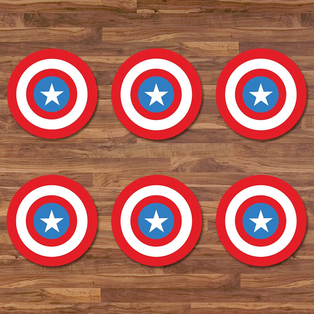 captain america cupcake topper sticker avengers logo topper etsy singapore