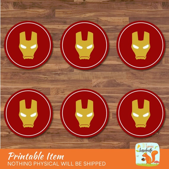 iron man cupcake toppers ironman stickers red gold logo etsy