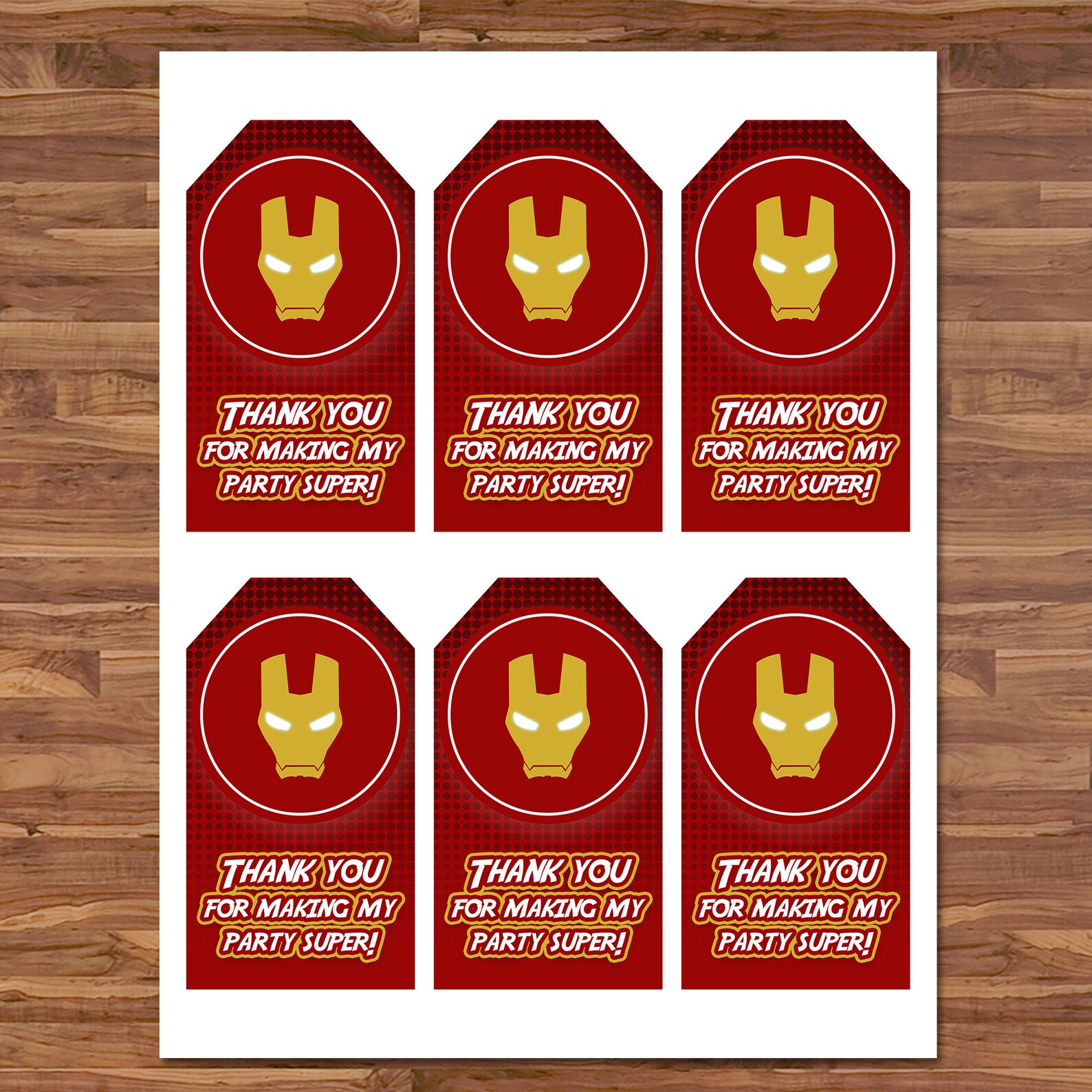 Iron Man Party Favor Tags Iron Man Gift Tags Superhero Etsy