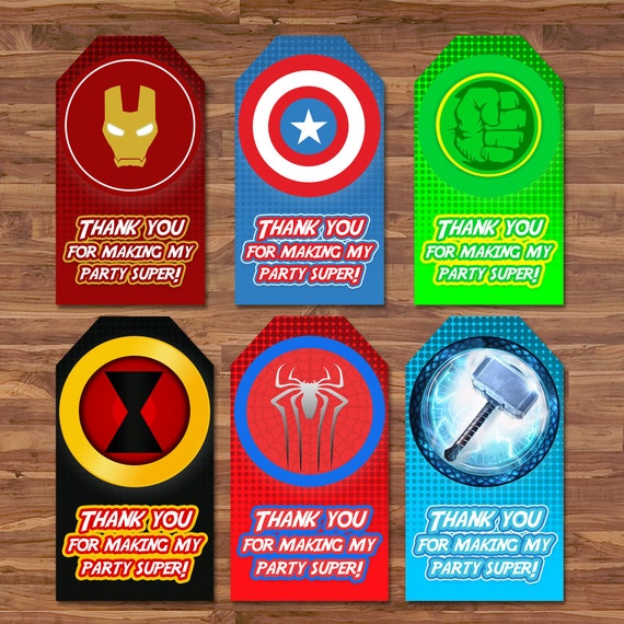 The Avengers Party Favor Tags Avengers Gift Tags Superhero Etsy