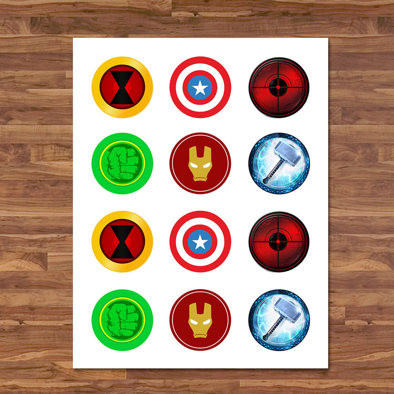 The Avengers Cupcake Toppers Avengers Stickers Logos Etsy