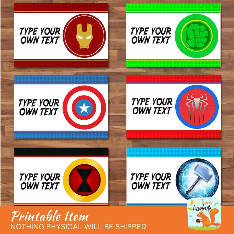 The Avengers Food Tents Avengers Placecard Food Labels | Etsy