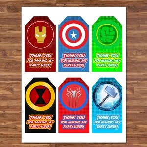 The Avengers Party Favor Tags Avengers Gift Tags Superhero Party Tags ...