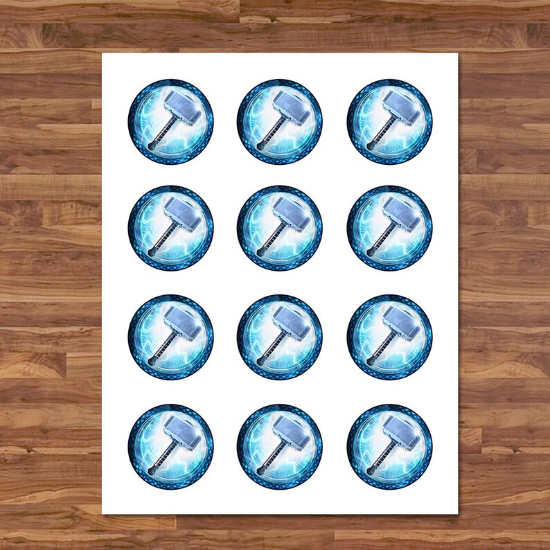 Thor Cupcake Toppers Thor Stickers Blue & White Logo Etsy