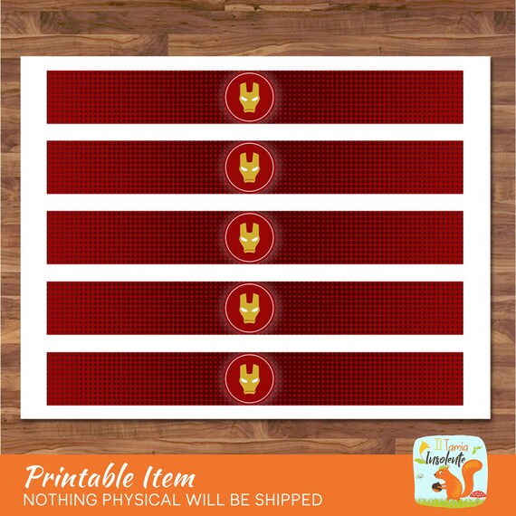 Iron Man Drink Labels - Ironman Water Bottle Labels - Avenger Logo - Iron Man Birthday - Iron Man Party Printables - 100659