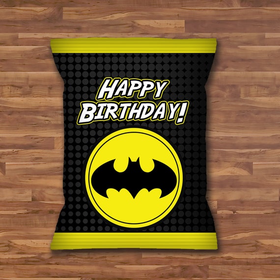 Batman Chip Bag Label Batman Snack Sized Chip Label Black Etsy