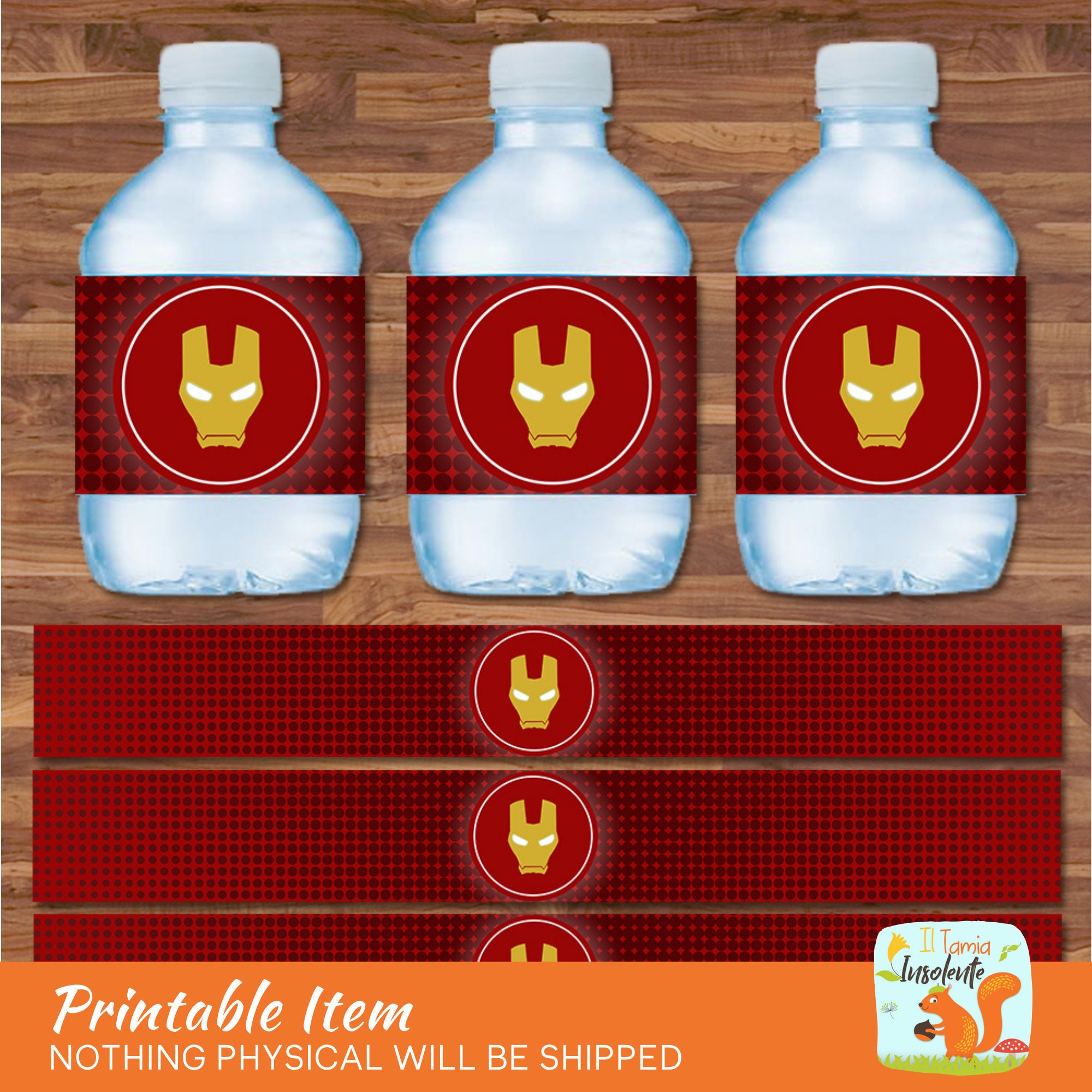 Iron Man Drink Labels Ironman Water Bottle Labels Avenger Logo