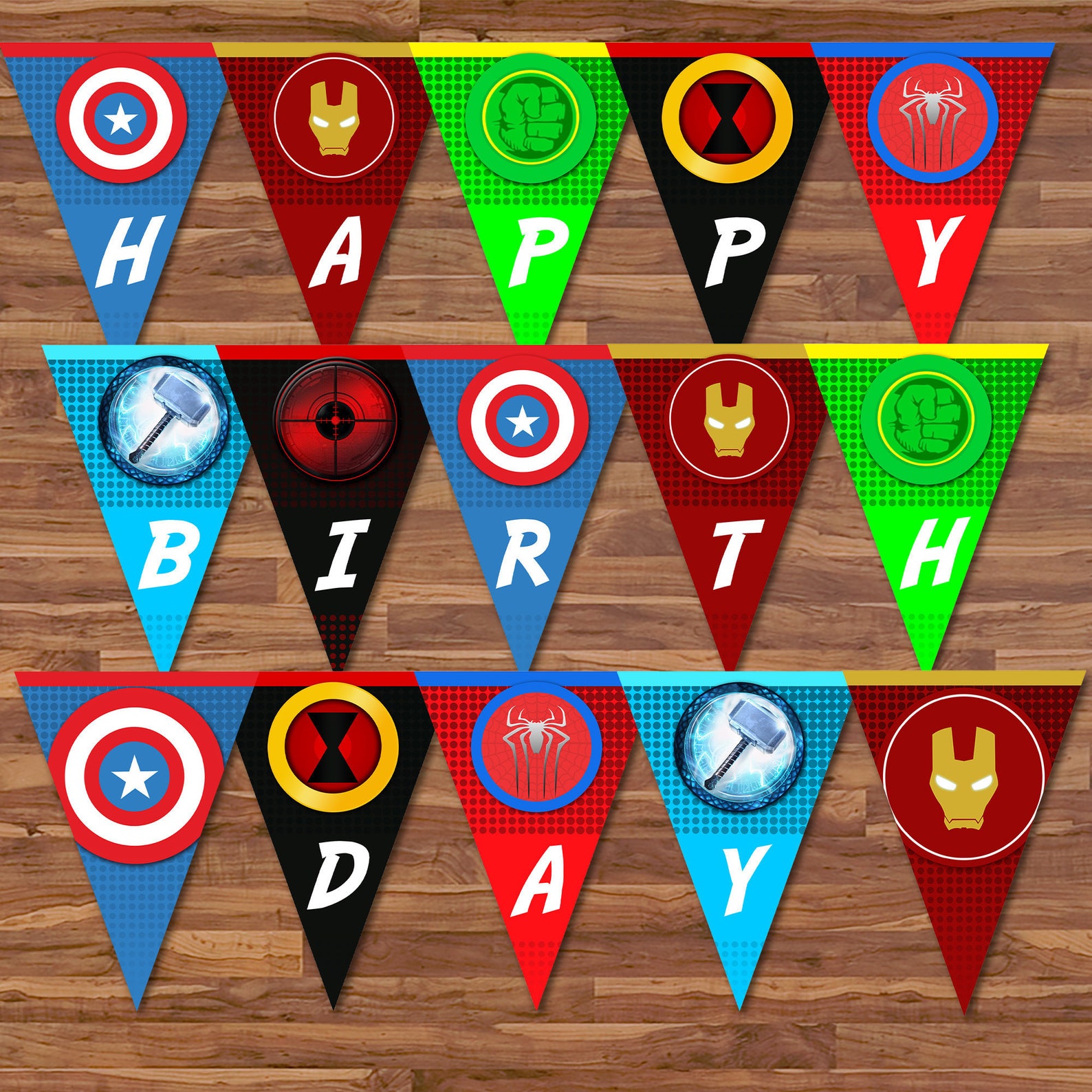 The Avengers Happy Birthday Banner Avengers Banner - Etsy