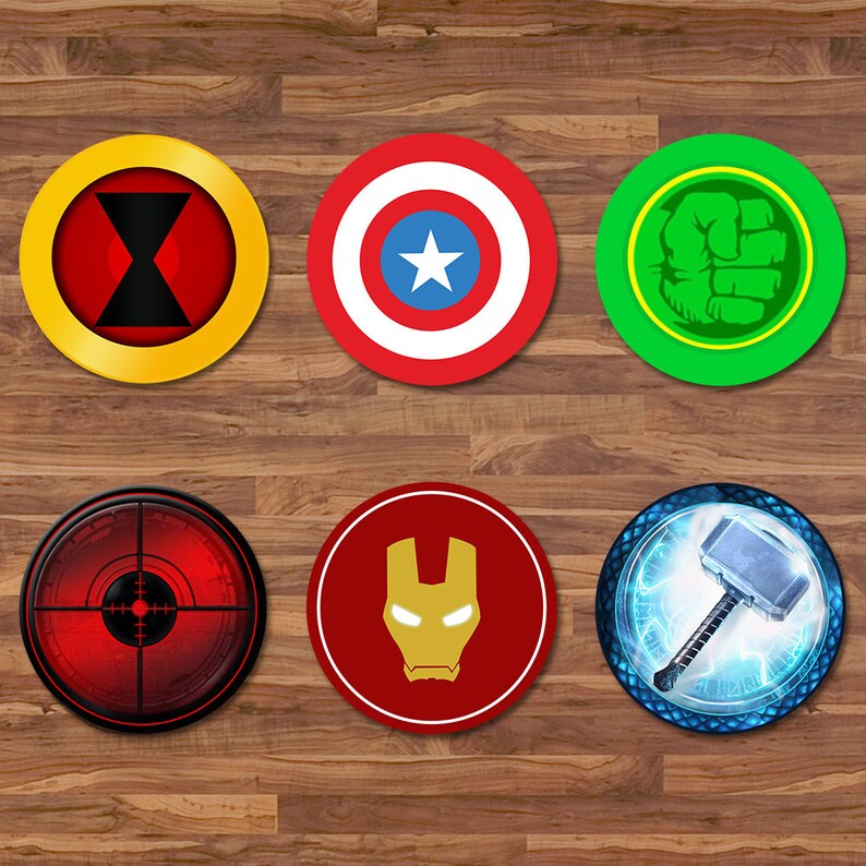 The Avengers Cupcake Toppers Avengers Stickers Logos | Etsy