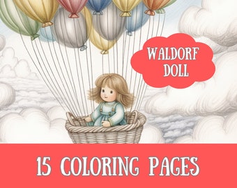 24 Coloring Pages Book for Girls, Waldorf Doll Adventure, Steiner ...