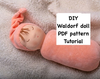 DIY Waldorf Puppe PDF Pattern Waldorf schlafende Puppe 12 Zoll Herunterladbare Puppenherstellung Anleitung und Muster DIY Puppe Baby 1