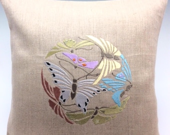 Butterfly Pillow Arts and Crafts Mission Embroidered Pillows Bungalow William Morris Craftman American Craftsman Art Deco Butterflies
