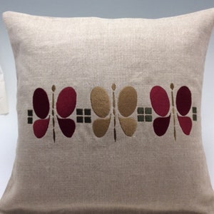 Butterflies Pillow Arts and Crafts design Embroidered Pillows Bungalow Butterfly Mission Mackintosh Craftsman American Craftman