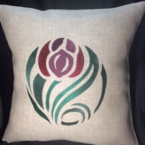 Roddy Rose Almohada Red Rose Magenta Mission Arts and Crafts Bungalow Mackintosh Art Deco Almohadas