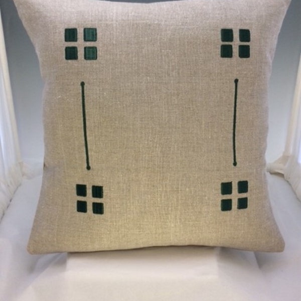 Classic Four Square Pillow Mackintosh Bungalow American Craftsman Embroidered Pillows Craftsman 4 square design