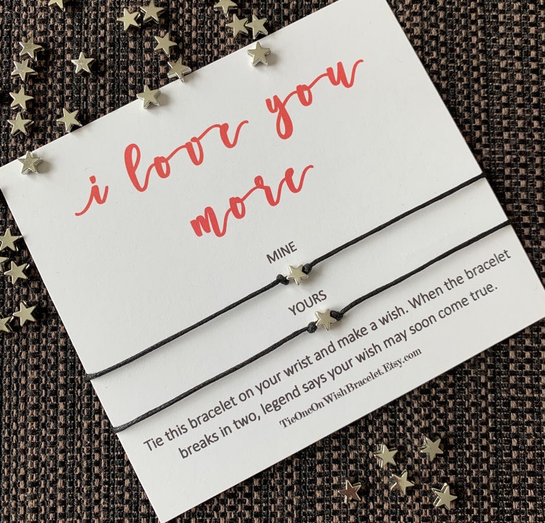 wish bracelet I love you more Mother/'s Day card Matching BF bracelet Gift for bae Couples gift Mother/'s Day gift Boyfriend gift