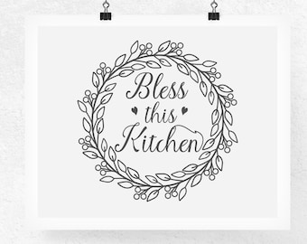 Bless this Kitchen Svg, Kitchen Svg, Kitchen Sign Svg, Kitchen Clip Art, Kitchen Graphics, Cooking Svg, Kitchen Decoration Svg, Svg File