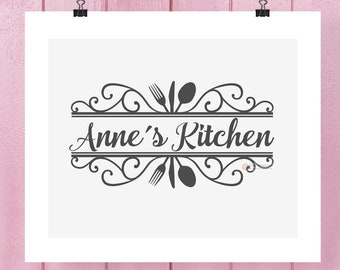 Cucina in formato SVG, Monogramma da cucina in formato SVG, Utensili da cucina in formato SVG, Cucina in formato SVG, Monogramma da cucina in formato SVG, Cucchiaio e forchetta in formato SVG, File SVG per Cricut