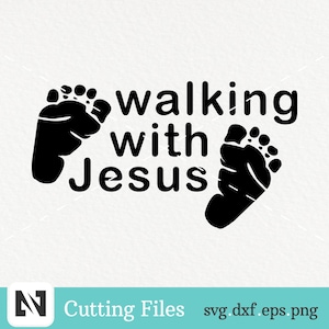 Caminando con Jesús Svg, Jesús Svg, Clip Art de Jesús, Jesucristo Svg, Svg Cristiano, Svg Católico, Caminando con Jesús Svg, Archivos Svg para Cricut