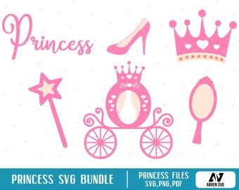 Princesa Svg, Princesa Clip Art, Princesa Carruaje Svg, Espejo Svg, Varita Svg, Carruaje Svg, Princess Graphics, Princess Shoe Svg, Svg Archivo