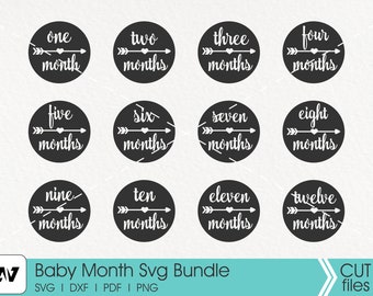 Baby Month Svg, Baby Svg, Baby Month Milestone Svg, Baby's Age Svg, Baby Month Clip Art, Baby Milestone Svg, Svg Files for Cricut