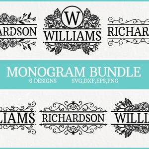 Split Monogram Svg, Monogram Svg, Floral Monogram Svg, Flourish Svg, Wedding Monogram Svg, Swilr Svg, Monogram Frame Svg, Svg Files