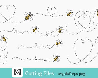 Bee Svg, Bumble Bee Svg, Flying Bee Svg, bijenkoningin Svg, schattige Bee Svg, Honey Bee Svg, Bee Svg-afbeeldingen, Bee Clip Art, Bee Trail Svg