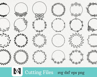 Wreath Svg, Laurel Wreath Svg, Monogram Frame Svg, Wreath Clip Art, Floral Frame Svg, Floral Svg, Laurel Svg, Wreath Monogram Svg, Svg File