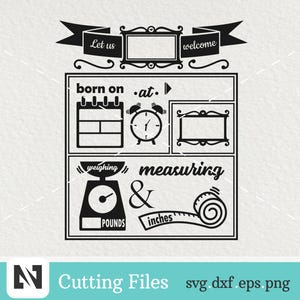 Geboortestatistieken SVG, geboorte informatie SVG, geboortestatistieken SVG, pasgeboren baby SVG, geboorte info SVG, baby SVG, geboorte SVG, peuter SVG, SVG-bestand