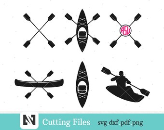 カヤックSVG、カヤックSVG、カヤッククリップアート、カヤックモノグラムSVG、カヤッククリップアート、カヤックグラフィック、カヤックグラフィック、Cricut用SVGファイル