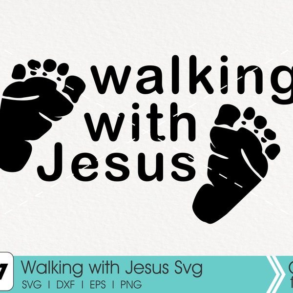 Walking with Jesus Svg, Jesus Svg, Jesus Clip Art, Jesus Christ Svg, Christian Svg, Catholic Svg, Walk with Jesus Svg, Svg Files for Cricut