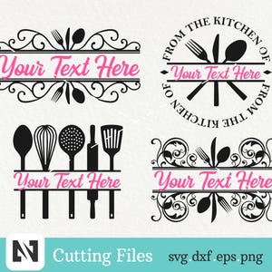 Küche Monogramm Konfetti, Küche Monogramm Konfetti, Kochen Monogramm Konfetti, Kochen Monogramm, Backen Monogramm, Swirl Monogramm, Löffel und Gabel Schneidedatei für Cricut