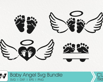 Baby Angel Svg, Baby Memorial Svg, Baby Monogram Svg, Angel Wings Svg, Baby Remembrance Svg, Baby Clip Art, Baby Graphics