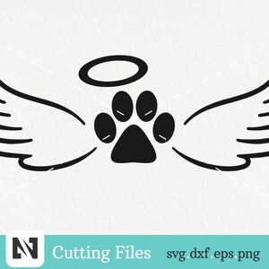 Paw Svg, Dog Svg, Dog Memorial Svg, Pet Remembrance Svg, Dog Angel Svg, Angel Wings Svg, Dog Clip Art, Paw Clip Art, Svg Files for Cricut