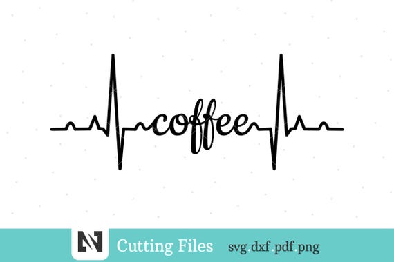 Coffee Svg, Coffee Clip Art,  Coffee Graphics, Coffee Heartbeat Svg, Cafe Svg, Cafe Clip Art, EKG Svg, ECG Svg, Heartbeat Svg, Svg Files