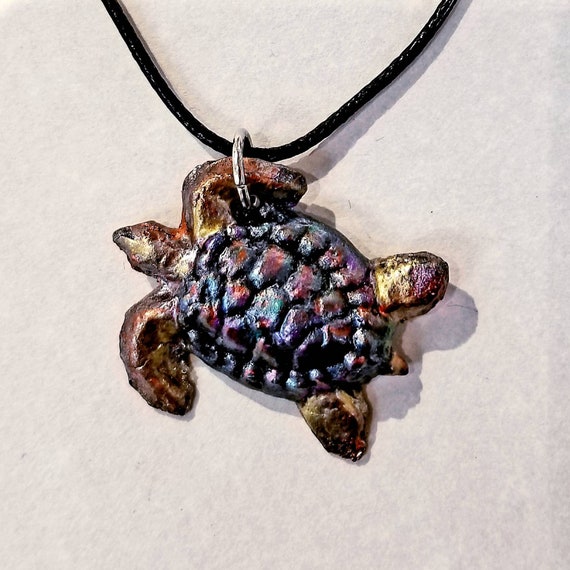 Turtle Pendant Necklace Hand Made Recycled Sculpted Paper | Etsy