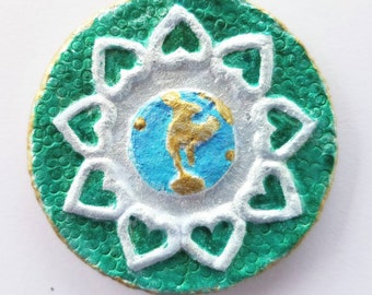 Pin de Estrella Baha'i de Nueve Puntas: Colgante de Tierra Verde, Joyería de Papel Reciclado