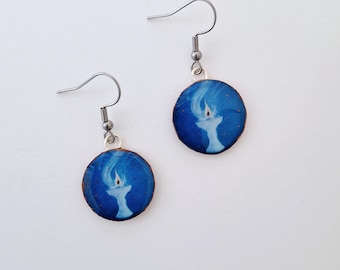 Pendientes de cáliz llameante: Impresión artística en miniatura, joyería UU