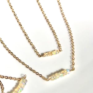 Opal Necklace, Dainty Opal Necklace, Opal Bar Necklace, October Birthday, Gemstone Bar Necklace, Dainty Opal Bar Necklace, Mothers Day Gift
