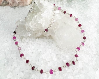 Ruby Anklet, Pink Anklet, Red Anklet, Gemstone Anklet, Summer Anklet, Beach Anklet, Summer Jewelry, Beach Jewelry