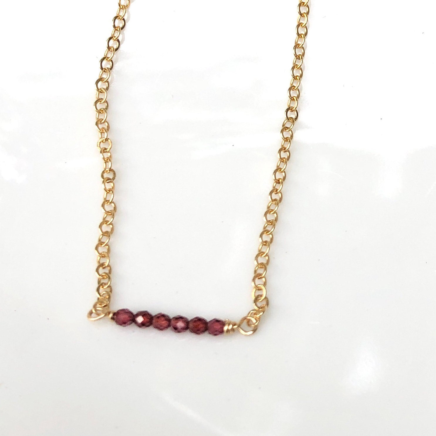 Garnet bar necklace deals