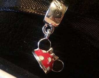 Authentic Genuine Disney Pandora S925 ALE Sterling Silver Disney Red Minnie Ear Hat Charm Bead