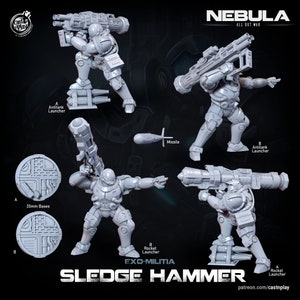 3D Printed Cast n Play Exo Militia Sledgehammer (Anti Vehicle Troops) Nebula All Out War 28mm 32mm D&D