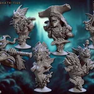 3D Printed Artisan Guild Mirmidons of the Death-Tide Busts Set 28mm 32mm