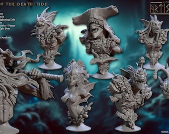 3D Printed Artisan Guild Mirmidons of the Death-Tide Busts Set 28mm 32mm