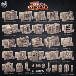 3D Printed Cast n Play Stores Walls And Doors Terrain Essentials 28mm 32mm D&D