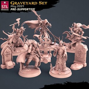 3D Printed STL Miniatures Graveyard Set 28 - 32mm War Gaming D&D