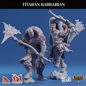 3D Printed Sordane Publishing Frosts of Issenzar - A Sordane Stories Renders Frosts of Issenzar - Titaran Barbarian 28mm - 32mm D&D