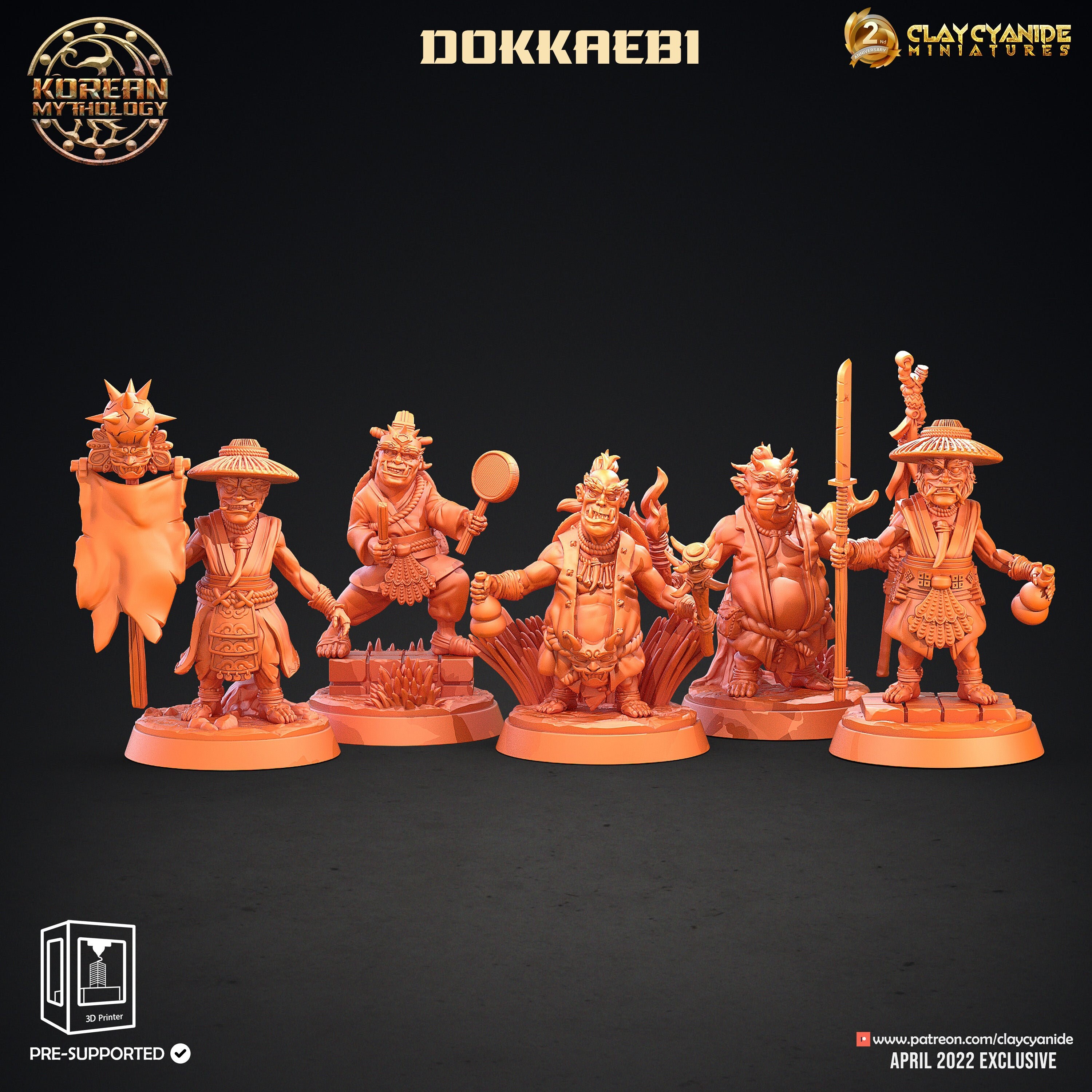 Studio Dogayev ハンドメイド置物 ユダヤ人 3D Printed Clay Cyanide Dokkaebi Warriors Korean Mythology