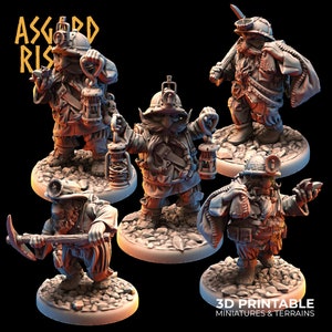 3D Printed Asgard Rising Dwarf Dwarven Miners Set 4 28mm - 32mm